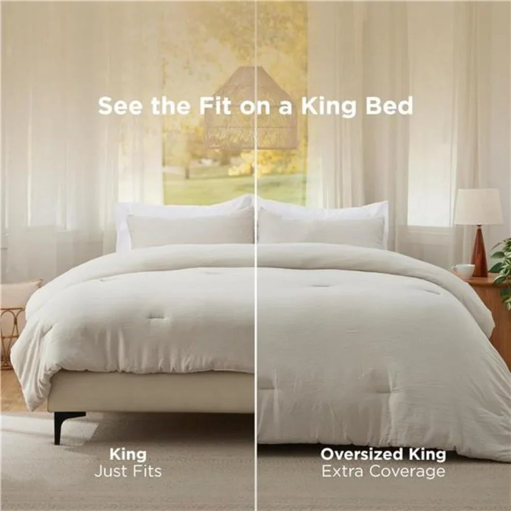 Bedsure King Size Comforter Set, Beige Soft Prewashed Bedding for All Seasons